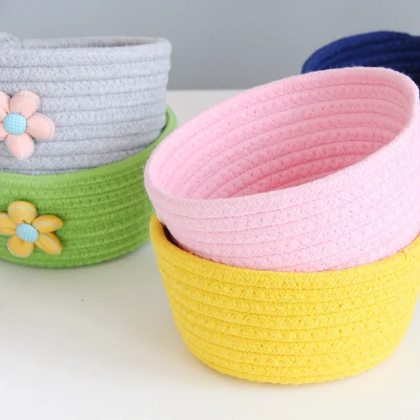 Zerolife-Cotton Rope Storage Baskets, Weaving Nordic Home Sundries, Baby Toys, Tassels Storage Basket, Small Organizer Box 4