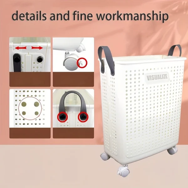 Extra Large Wheeled Folding Laundry Basket Breathable Large Capacity with Handles Suitable For Families Hotels and Dormitories 4