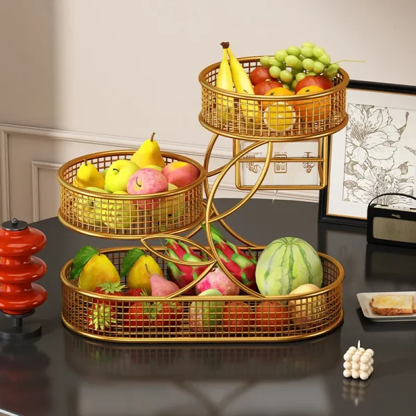 Fruit Plate Basket 3 Tiered Large Capacity Coffee Table Home Dining Table Multi-Layer Candy Basket Front Desk Candy Snack Displa 3