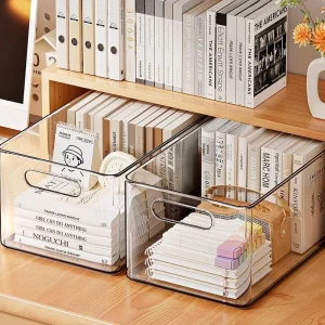 Desktop Storage Box Acrylic Transparent Dormitory Desk Stationery Book Storage Rack Organizing Box Office Document Basket Large 1