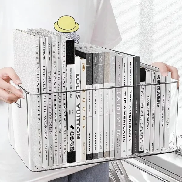 Desktop Storage Box Acrylic Transparent Dormitory Desk Stationery Book Storage Rack Organizing Box Office Document Basket Large 3