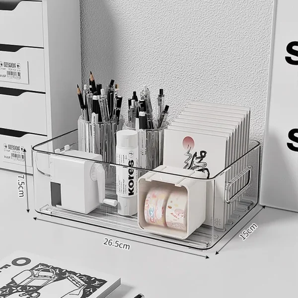 Desktop Storage Box Acrylic Transparent Dormitory Desk Stationery Book Storage Rack Organizing Box Office Document Basket Large 6