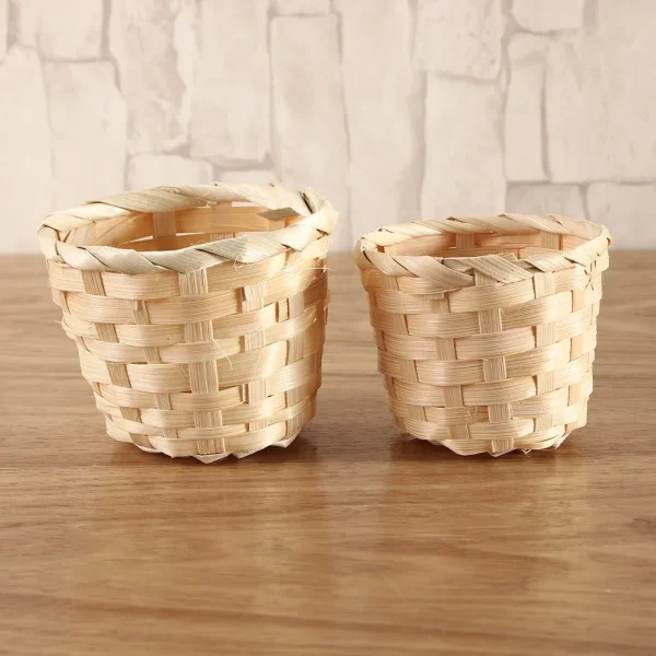 Принимать Small Basket Desktop Finishing Home Storage Bamboo Weaving Products Sundries Organizer Rattan Plant Box Wicker Basket 5