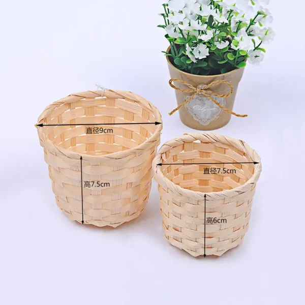Принимать Small Basket Desktop Finishing Home Storage Bamboo Weaving Products Sundries Organizer Rattan Plant Box Wicker Basket 6