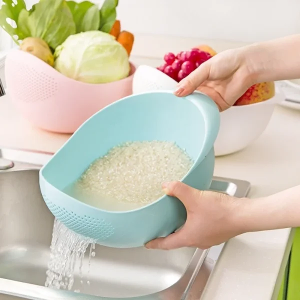 Rice Sieve Plastic Colander Washing Filter Strainer Basket Kitchen Tools Food Beans Vegetable Fruit Bowl Drainer Cleaning Basket 2