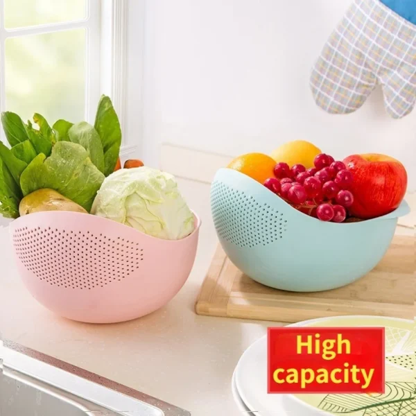 Rice Sieve Plastic Colander Washing Filter Strainer Basket Kitchen Tools Food Beans Vegetable Fruit Bowl Drainer Cleaning Basket 3
