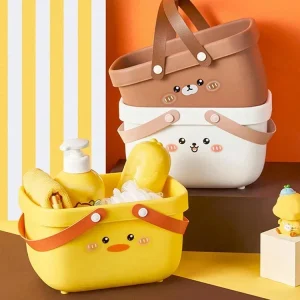 Cartoon Portable Wash Basket Bathroom Wash Supplies Storage Basket Student Bath Basket Sorting Storage Box 1