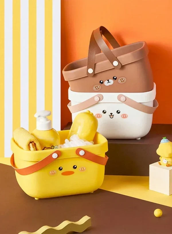 Cartoon Portable Wash Basket Bathroom Wash Supplies Storage Basket Student Bath Basket Sorting Storage Box 1