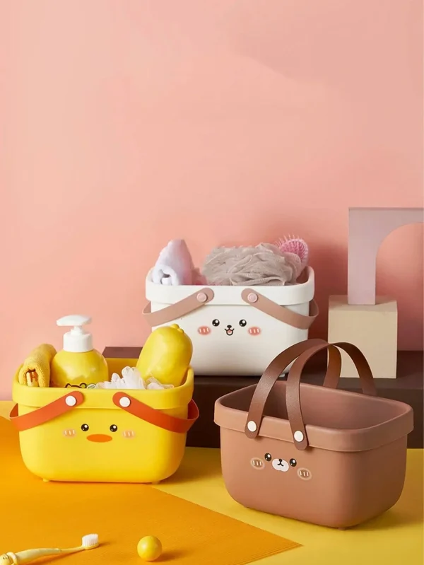 Cartoon Portable Wash Basket Bathroom Wash Supplies Storage Basket Student Bath Basket Sorting Storage Box 2