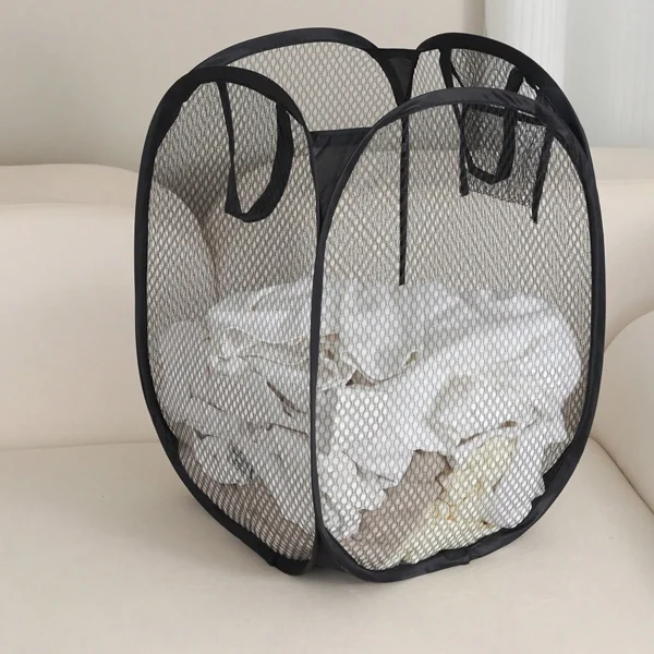 1pc-Folding Dirty Laundry Sorting Basket Washing FrameBathroomCloth MeshStorage BagFrame Bucket LaundryOrganizers Storage Pouch 4