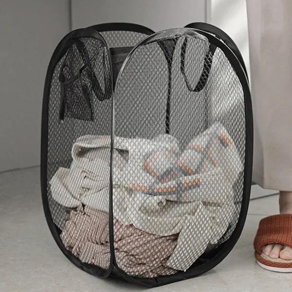 1pc-Folding Dirty Laundry Sorting Basket Washing FrameBathroomCloth MeshStorage BagFrame Bucket LaundryOrganizers Storage Pouch 6