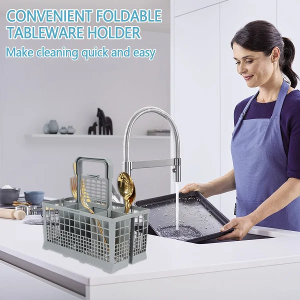 Multifunctional Dishwasher Basket Universal Foldable Cutlery Holder Dishwasher Basket Accessory Knife and Fork Storage Basket 3