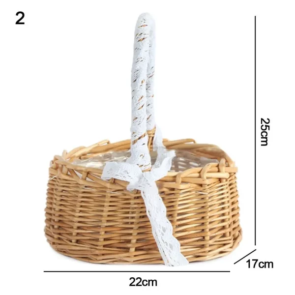 Willow Rattan Flower Girl Baskets Yellow Sturdy Flower Arrangement Basket Picnic Container Handmade Wicker Half Moon Baskets 3