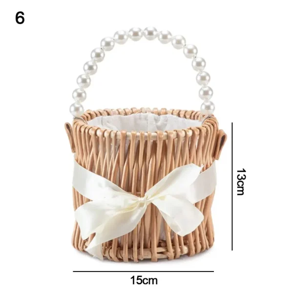 Willow Rattan Flower Girl Baskets Yellow Sturdy Flower Arrangement Basket Picnic Container Handmade Wicker Half Moon Baskets 5