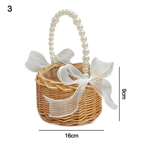 Willow Rattan Flower Girl Baskets Yellow Sturdy Flower Arrangement Basket Picnic Container Handmade Wicker Half Moon Baskets 6