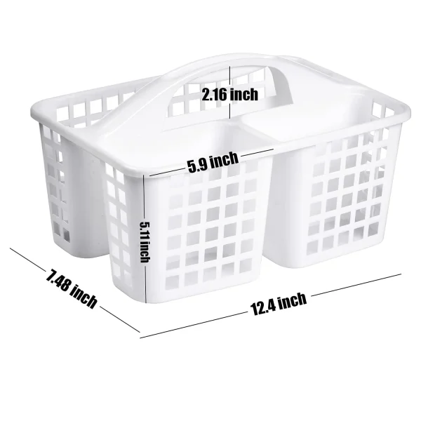 Plastic Shower Caddy Basket with Compartments, Portable Divided Cleaning Supply Storage Organizer with Handle for Dorm Bathroom 2