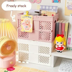 1/6 Pcs Desktop Cartoon Folding Storage Basket Mini Makeup Storage Box Multifunctional Dormitory Portable Storage Basket 1