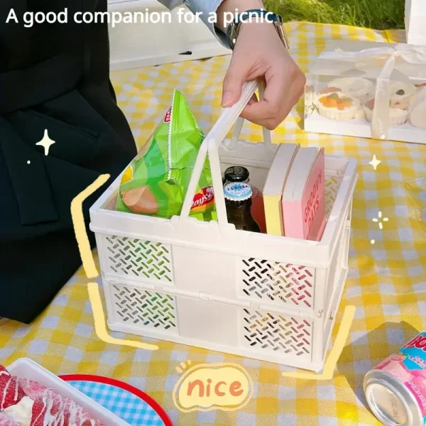 1/6 Pcs Desktop Cartoon Folding Storage Basket Mini Makeup Storage Box Multifunctional Dormitory Portable Storage Basket 3
