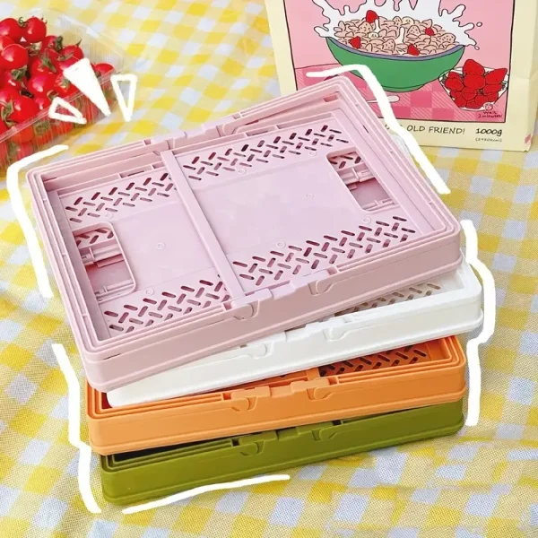 1/6 Pcs Desktop Cartoon Folding Storage Basket Mini Makeup Storage Box Multifunctional Dormitory Portable Storage Basket 4