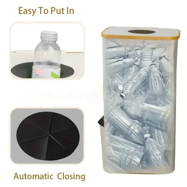 Storage Basket with Lid Recyclable Bottle Storage Basket Collapsible Waste Water Bottle Organiser Removable Handbag Organiser 6