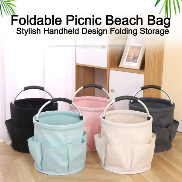 2025 1PC Portable Storage Basket, Shopping Basket, Foldable Garden Tool Basket, Outdoor Picnic Basket, Beach Bag, Washing Bag 3