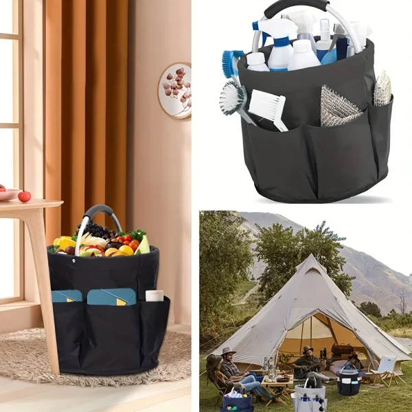 600D Oxford Cloth Collapsible Basket with Handles: Portable Picnic, Beach, Garden Shopping Basket, Reusable Gift, Home Storage 2