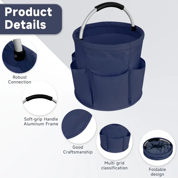 600D Oxford Cloth Collapsible Basket with Handles: Portable Picnic, Beach, Garden Shopping Basket, Reusable Gift, Home Storage 4