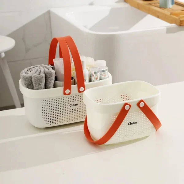 Portable Storage Bath Basket Storage Basket Bathroom Wash Bath Basket Hollow Dirty Clothes Basket Plastic Bath Basket 2