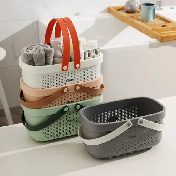 Portable Storage Bath Basket Storage Basket Bathroom Wash Bath Basket Hollow Dirty Clothes Basket Plastic Bath Basket 3