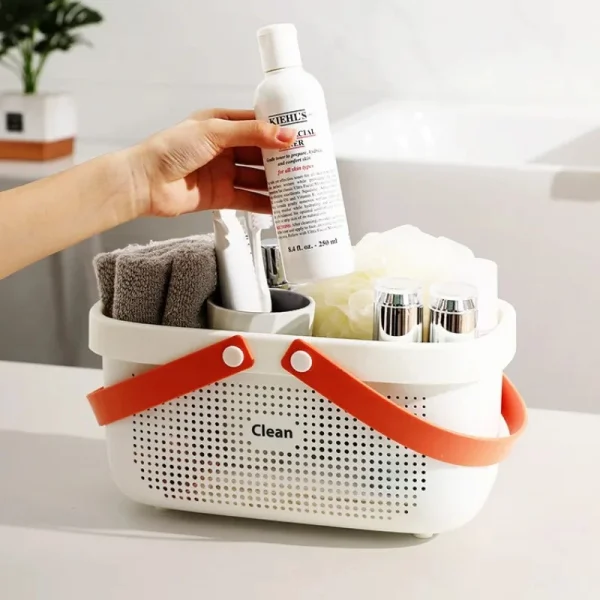 Portable Storage Bath Basket Storage Basket Bathroom Wash Bath Basket Hollow Dirty Clothes Basket Plastic Bath Basket 5