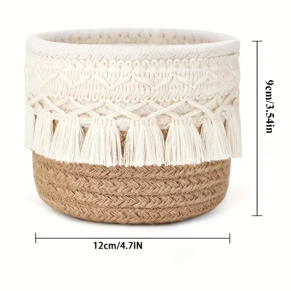 White Woven Storage Baskets - Handcrafted Desktop Organizer with Ribbon Detail -  Lightweight for Cosmetics, Jewelry & Office 3