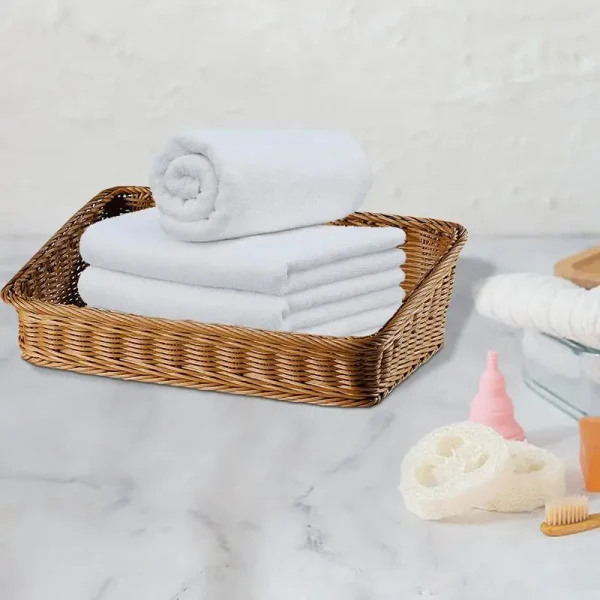 Rectangular Rattan Serving Tray Wicker Woven Basket Bathroom Tray Woven Bread Baskets With Handles Storage Basket For Parties 4