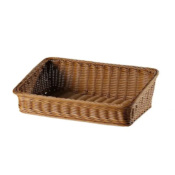 Rectangular Rattan Serving Tray Wicker Woven Basket Bathroom Tray Woven Bread Baskets With Handles Storage Basket For Parties 5