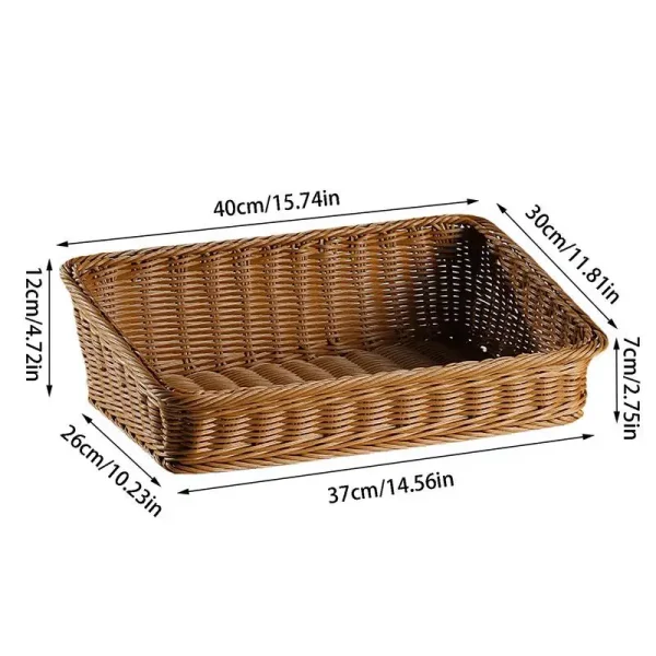Rectangular Rattan Serving Tray Wicker Woven Basket Bathroom Tray Woven Bread Baskets With Handles Storage Basket For Parties 6