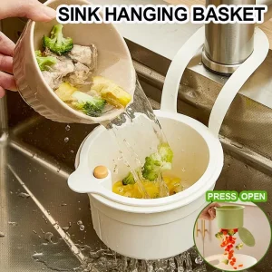 2IN1 Sink Drain Basket Faucet Hanging Filter Bag Adjustable Automatic Dumping Basket Sink Sponge Rack Kitchen Waste Collector 1