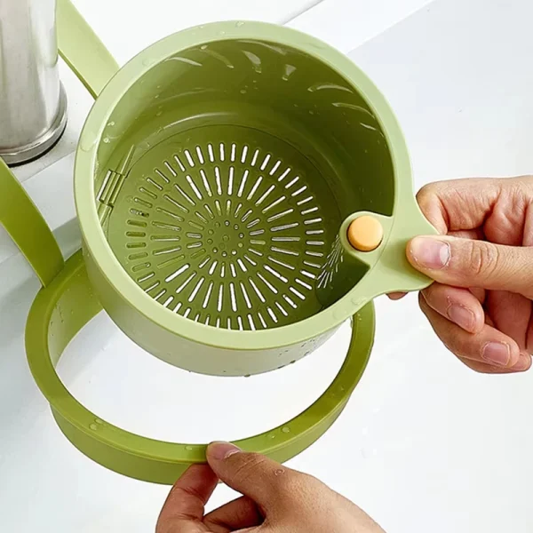 2IN1 Sink Drain Basket Faucet Hanging Filter Bag Adjustable Automatic Dumping Basket Sink Sponge Rack Kitchen Waste Collector 2