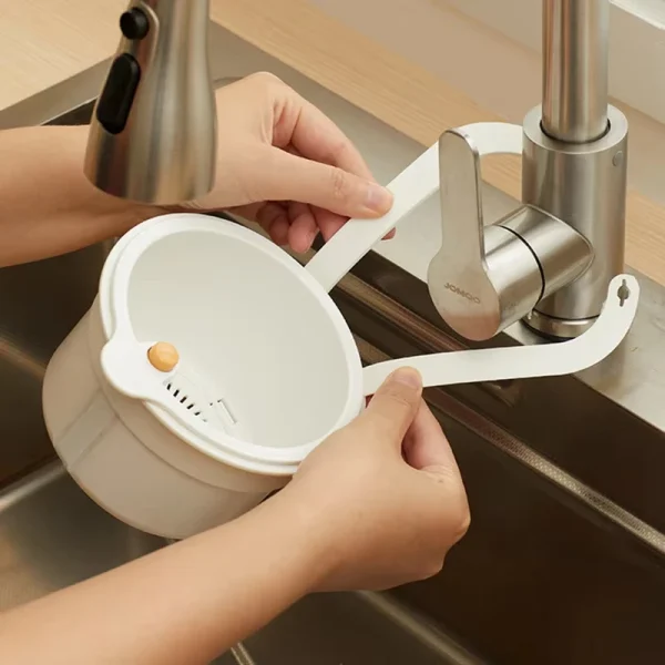 2IN1 Sink Drain Basket Faucet Hanging Filter Bag Adjustable Automatic Dumping Basket Sink Sponge Rack Kitchen Waste Collector 3