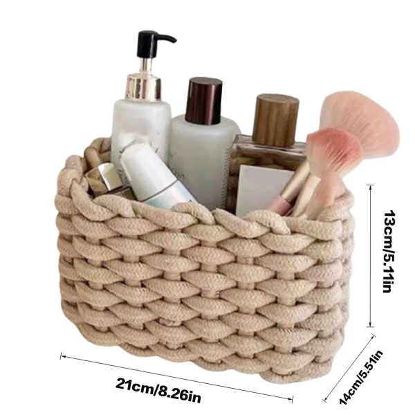 Square Thick Cotton Rope Woven Storage Baskets Hand-woven Desktop Sundries Organize Key Cosmetics Storage 6