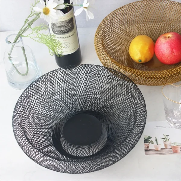 Fruit Bowl Wrought Vegetable Storage Basket Container Kitchen Counter 5