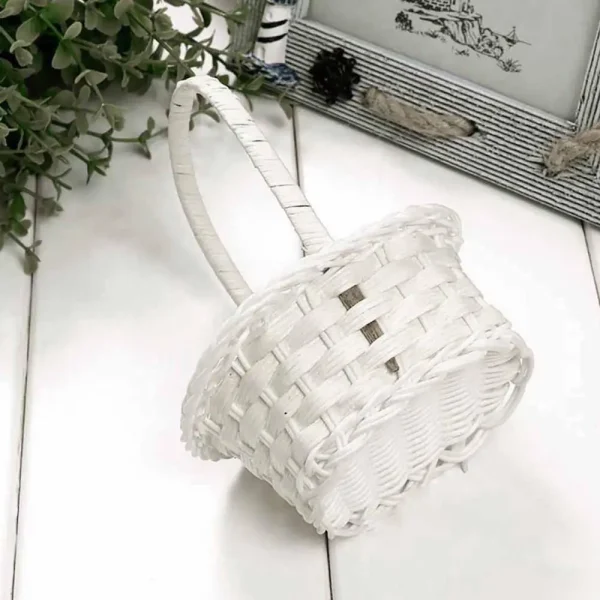 Wedding Flower Basket Flower Girl Basket Lace Pearl Romantic White Rhinestone Decoration to Wedding Ceremony Party Basket 2