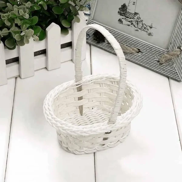 Wedding Flower Basket Flower Girl Basket Lace Pearl Romantic White Rhinestone Decoration to Wedding Ceremony Party Basket 3