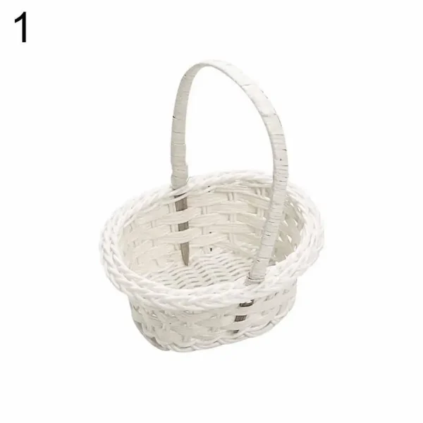 Wedding Flower Basket Flower Girl Basket Lace Pearl Romantic White Rhinestone Decoration to Wedding Ceremony Party Basket 4