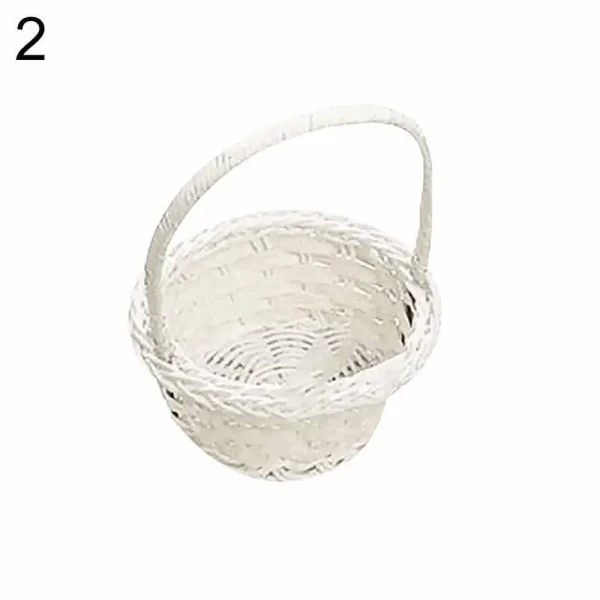 Wedding Flower Basket Flower Girl Basket Lace Pearl Romantic White Rhinestone Decoration to Wedding Ceremony Party Basket 6