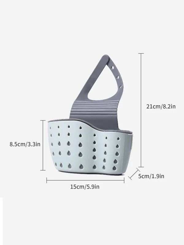 1pc Sink Faucet Drain Basket Hanging Bag Without Punching Adjustable Kitchen Dishwashing Sponge Storage Rack 6