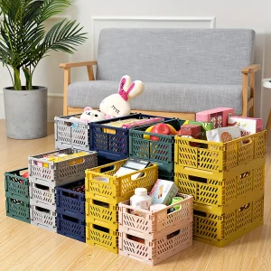 1Pcs Plastic Foldable Storage Crate Folding Basket Portable Stackable Makeup Jewellery Toys Boxes for Storage Box Organizer 1