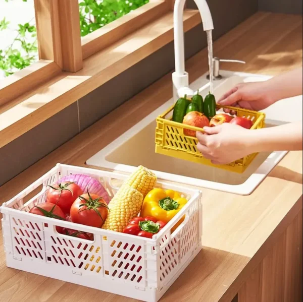 1Pcs Plastic Foldable Storage Crate Folding Basket Portable Stackable Makeup Jewellery Toys Boxes for Storage Box Organizer 3