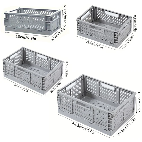 1Pcs Plastic Foldable Storage Crate Folding Basket Portable Stackable Makeup Jewellery Toys Boxes for Storage Box Organizer 6