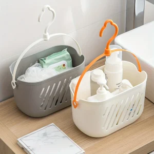 Durable hanging storage basket, shower basket with hooks, suitable for bathroom and kitchen cleaning 1