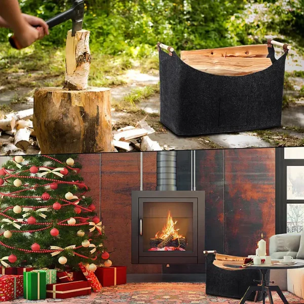 Firewood Box Large Capacity Foldable Wood Basket Foldable Clothes Storage Basket for Fireplace Wood Stove New 3