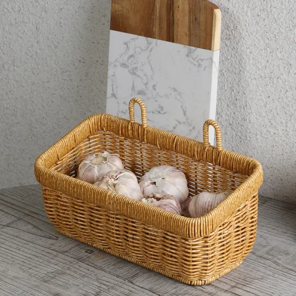 Wall Hanging Storage Basket Container Decorative Basket Hand Woven Kitchen Storage Basket for Garden Flower Pot Living Room 3